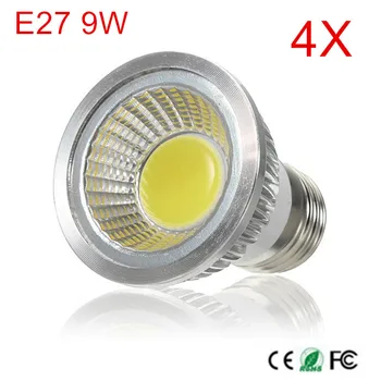 Высококачественная COB светодиодная лампа переменного тока 220 В/110 В E27 Светодиодная лампа 9 Вт с высокой Яркостью E27 светодиодный спортивный светильник Потолочный светильник 4 шт