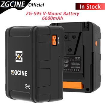 ZGCINE ZG-S95 Батарея с V-образным креплением 6600 мАч 14,8 В 98,68 Втч, литий-ионный аккумулятор V-Образной формы с V-образным Замком, Быстрая зарядка PD Для камеры DSLR