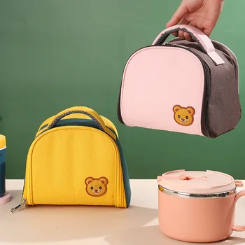 Милый Медведь Изолированная сумка для ланча для женщин, термосумка на молнии, сумка для завтрака, Портативные сумки для Пикника для школьников, Дорожные сумки для еды