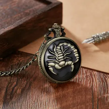 Креативный скорпион дьявол Механические карманные часы Ожерелье кулон карманные часы Ретро часы Призрак сувенирные подарки для мужчин и женщин