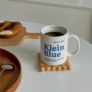 Оригинальная синяя чашка Klein с английскими буквами, Офисная Чашка для воды, Кофейная чашка, Кофейная кружка