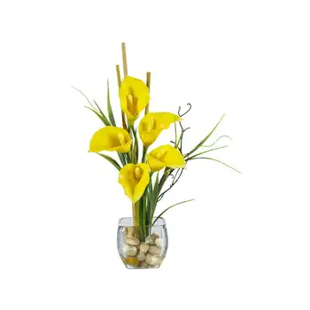 Лилия Жидкая Иллюзия Искусственные, желтые сухоцветы для стеклянной вазы из смолы Мини-цветы дерево Бонсай Сухоцветы Аниме комната де