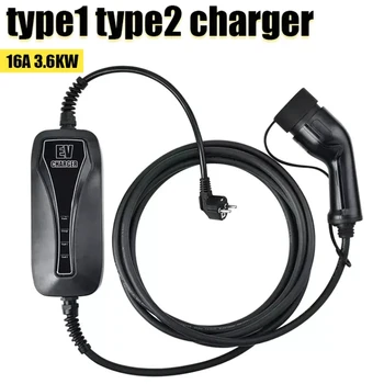 SAE J1772 Тип 1 IEC62196 Тип 2 Портативное зарядное устройство EV 16A Для Электромобилей Cars EVSE Schuko Plug