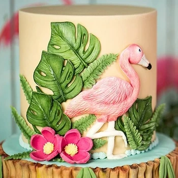Силиконовая форма для торта с Помадкой, Фламинго, Попугай, Форма для помадки, Форма для тропических листьев, Форма для торта С Каллой, Листьями Лилии, Папоротника и Бамбука