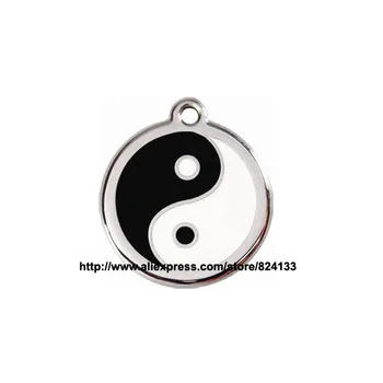 персонализированный дизайн yin yang dog tag металлические именные бирки для домашних животных, индивидуальная идентификационная бирка для домашних животных, бесплатная доставка