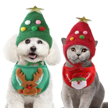 Рождественская бандана для собак, Шапка Санта-Клауса, Шарф для собак, Треугольные нагрудники, косынка, костюм на Хэллоуин для маленьких кошек, новогодняя повязка для домашних животных
