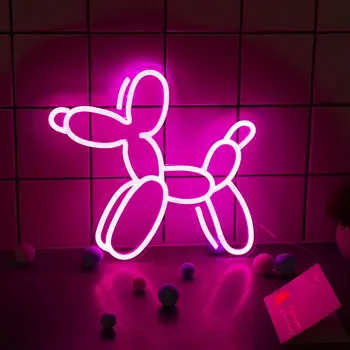Розовая Собака Светодиодный Неоновый Свет USB Подарки Зоомагазин Бизнес Вывеска Вечеринка Спальня Настенные Гобелены Декор дисплея Светящийся Неоновый Свет Акрил