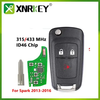 XNRKEY 3 Кнопки Флип Складной Дистанционный Автомобильный Ключ ID46 Чип 315/433 МГц для Chevrolet Spark 2013 2014 2015 2016 Замена Дистанционного Ключа