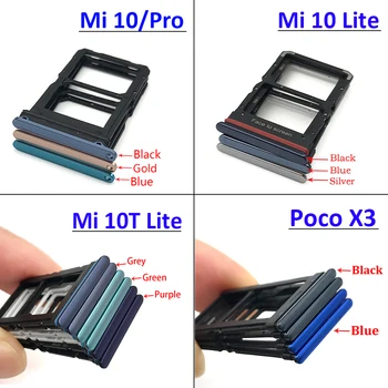 Новый держатель лотка для SIM-карты Для Xiaomi Mi 10 Mi10 Pro 10T Lite Poco X3, запасная часть
