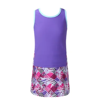 Детский спортивный костюм для девочек, футболка без рукавов, топ и юбка со встроенными шортами, комплект для игры в теннис и гольф, детская спортивная одежда