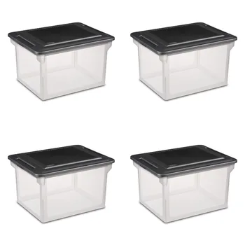 Стерильная пластиковая коробка для файлов, черная, набор из 4