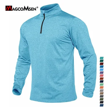 Весенний мужской тонкий свитер Flce, Водолазка на молнии 1/4, длинный дышащий пуловер для бега в тренажерном зале, топы, мужская спортивная одежда
