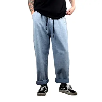 Модные Мешковатые джинсы, мужская Уличная одежда в Корейском стиле, Хип-хоп Брюки-карго, широкие брюки, Джоггеры с эластичной резинкой на талии