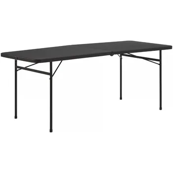 Опорный 6-футовый складной пластиковый столик, черный