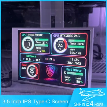 3,5-Дюймовый IPS Type-C Дополнительный экран Компьютера CPU GPU RAM HDD MonitorUSB Дисплей Для бесплатного мини-монитора AIDA64