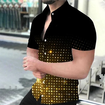Модная роскошная уличная мужская рубашка с цифровым принтом, топ с лацканами, Кардиган в гавайском стиле, Повседневная рубашка с короткими рукавами, мужская летняя одежда