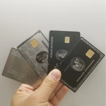 Пустая металлическая кредитная карта Visa Credit Card Дебетовая карта Emv с чипом 4442 4428 из нержавеющей стали.