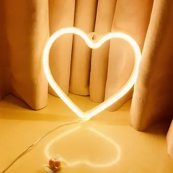 Креативная неоновая вывеска, романтическая декоративная энергосберегающая неоновая вывеска в виде сердца, реквизит для фотосъемки