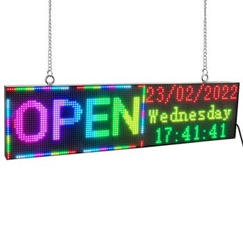 P4 Светодиодный дисплей Знак 52 см RGB Полноцветный Wi-Fi Программируемое сообщение с прокруткой Светодиодный экран Доска Многоязычная реклама/бизнес