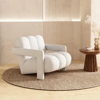 Современные Белые кресла С простым Современным Подлокотником, Роскошный Односпальный диван, Кресло на Балконе, Удобная Тканевая Мебель со спинкой из ленивой фланели