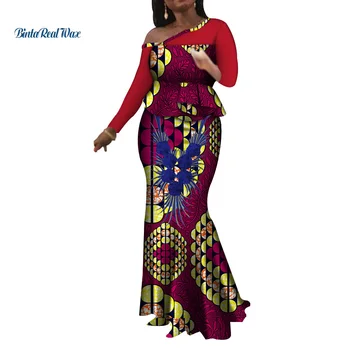 Женский топ в африканском стиле и комплекты юбок с аппликацией от Bazin Riche, традиционная африканская женская одежда, комплекты юбок из 2 предметов, WY4024
