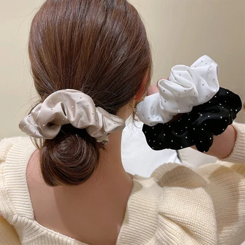 Модные Корейские Шелковые Резинки для волос со Стразами, Женская Летняя Элегантная Эластичная Лента для Волос, Веревка для волос 