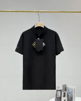 Перевод: Летняя высококачественная эластичная быстросохнущая спортивная мужская футболка с короткими рукавами на молнии и технологией быстрого высыхания
