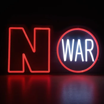 Мирный Знак Протеста NO WAR Stop War Пользовательские Светодиодные Неоновые Лампы Для Уличных Дверей и Окон Тематическое Украшение Бара Красный и Белый Свет