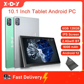 XGODY 10,1-дюймовый планшет Android 12 6 ГБ 128 ГБ ПК с IPS-экраном Ультратонкий 2,4GWiFi Bluetooth OTG Type-C Планшеты емкостью 8000 мАч с клавиатурой