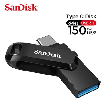 SanDisk SDDDC3 32 ГБ 64 ГБ 128 ГБ Ультра Двойной диск USB3.1 Черный USB флэш-накопитель OTG Type-C Флеш-накопитель для смартфона Ноутбука