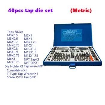40 метрических метчиков и штампов HSS, комбинация метчиков и штампов M3-M12, инструмент для ремонта нарезания резьбы