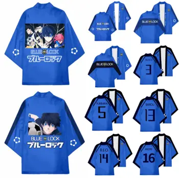 Blue Lock Косплей Японское Кимоно Blue Lock Аниме Костюм Niko Yoich Isagi Косплей Хаори Кардиган Рубашка Пальто Пляжные Рубашки