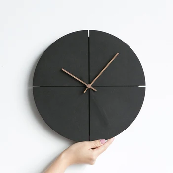 1x Скандинавские минималистичные деревянные настенные часы для гостиной, индивидуальные домашние часы, бесшумные настенные часы, украшение дома