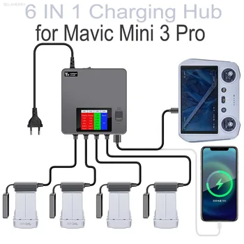 Зарядное Устройство с цифровым дисплеем 6 в 1 для DJI Mavic Mini 3/3 Pro Drone Battery Charging Hub Быстрое Умное Зарядное Устройство с USB