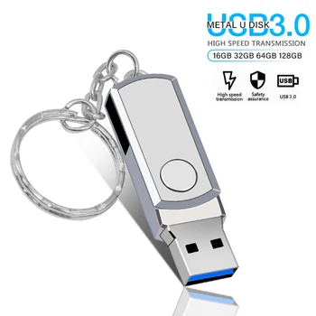Металлический 3,0 USB Флэш-накопитель 128 ГБ 64 ГБ 32 ГБ 16 ГБ 8 ГБ USB Memoria Stick Высокоскоростной USB-диск для Видео 4k с Пользовательским Логотипом Бесплатный Адаптер