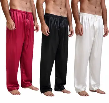 Новая модная Популярная мужская пижама из шелкового атласа, Пижамные Штаны, Пижамные штаны для сна