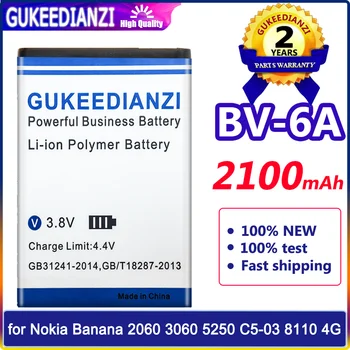 2100 мАч Высококачественный Аккумулятор BV-6A BV 6A BV6A Перезаряжаемый Аккумулятор Для Nokia Banana 2060 3060 5250 C5-03 8110 4G Bateria
