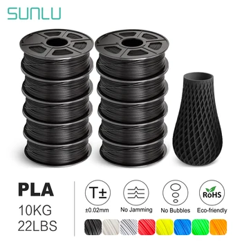 Нить накаливания SUNLU PLA/PLAPLUS для 3D-принтера Точность накаливания +/-0,02 мм 10 рулонов/комплект для 3D-принтера Низкая усадка, высокая прочность