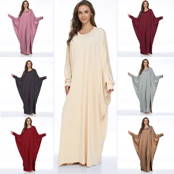 Женское мусульманское Повседневное платье-Батроб Оверсайз, Джилбаб, Абая, Модная однотонная мягкая одежда для Поклонения Дамам, Халат