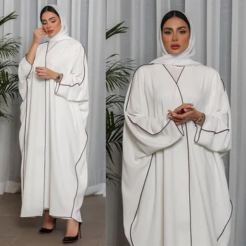 Ближневосточное Мусульманское Платье, Кардиган, Дубайский Халат 2023, Женское Белое Кимоно Большого Размера, Абая, Мусульманское Пальто