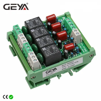 Бесплатная Доставка GEYA 4-Канальный Релейный модуль 1 SPDT DIN-рейка 12 В 24 В DC/AC Интерфейсный Релейный модуль для PLC 230VAC 5VDC