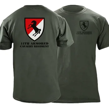 Ветеранская футболка 11-го бронетанкового кавалерийского полка Армии, 100% Хлопок, С круглым вырезом, Летняя Повседневная мужская футболка с коротким рукавом, Размер S-3XL
