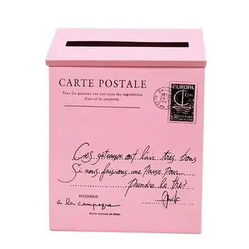 Винтажный Оцинкованный почтовый ящик, Почтовый ящик, Коробка для газет, Розовый