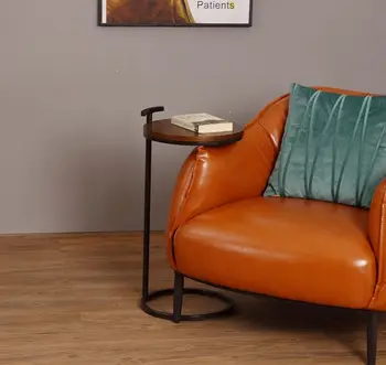 Скандинавский современный светлый роскошный деревянный диван с железным каркасом, гостиная, спальня, угловой столик, журнальный столик, прикроватный столик, чайный столик