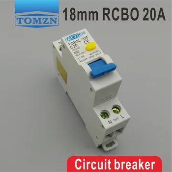 TOB3L-32F 18 мм RCBO 20A 1P + N 6KA Автоматический выключатель остаточного тока с защитой от перегрузки по току и утечки