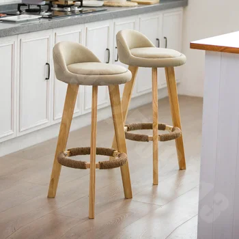 Барный стул из массива дерева, современный простой барный стул, скандинавский креативный барный стул, ретро чайный магазин, высокий стул для дома
