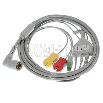 6-контактный ЭКГ EKG 3/5 выводов, цельный кабель и провод для вывода электрода для COLIN BP88 BP306, AHA ИЛИ IEC, защелка/зажим/ветеринарный зажим типа 