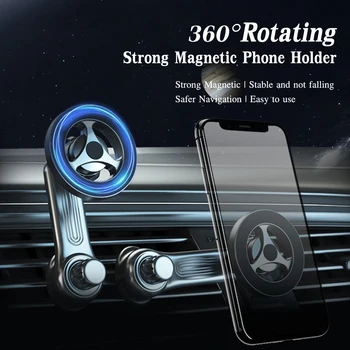 Магнитный держатель для телефона, совместимый с автомобильным креплением MagSafe для iPhone 12 13 14 Samsung, Магнитный автомобильный зажим для воздухоотвода, крепление для мобильного телефона