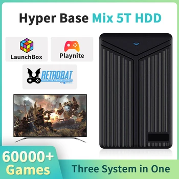 Внешний жесткий диск Mix 5T Gaming HDD для PS4/PS3/Wii/Wiiu/PS2/Gamecube/N64/DC/NDS с более чем 60000 играми Playnite, Launchbox и Retrobat