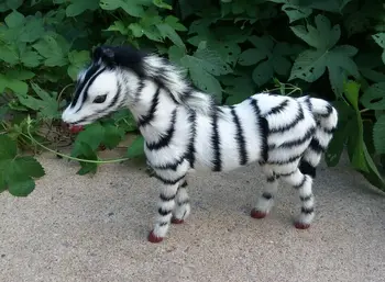 имитация черно-белой игрушки-зебры, пластиковая и меховая кукла-зебра, подарок около 30x24 см 2455